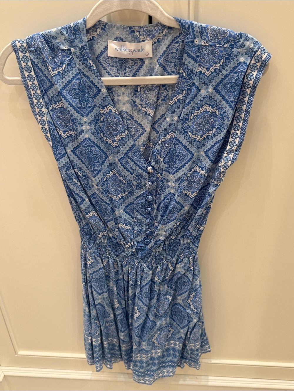 Walker & Wade Blue Printed Womens dress with pockets